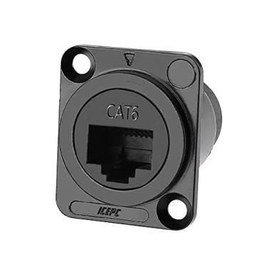 Imagem de icepc RJ45 Cat6 soquete módulo tipo D blindado painel industrial suporte anteparo fêmea/fêmea alimentação através do acoplador IP67 conector à prova d'água adaptador de interface de extensão Ethernet de rede