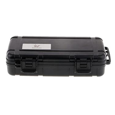 Imagem de Newmind Estojo umidificador de viagem preto com umidificador e cortador - caixa de charuto para homens e mulheres