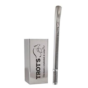 Imagem de Kit Tereré Trots Copo Quadrado + Bomba Quadrada Mola Inox