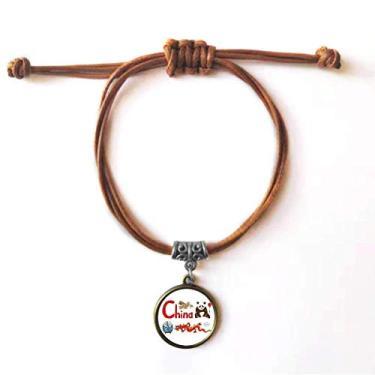 Imagem de DIYthinker Pulseira de couro com estampa de marco da China National Symbol Pulseira marrom joia presente