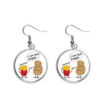 Imagem de Brinco feminino com pingente de batata frita de origem, brincos pendentes de prata