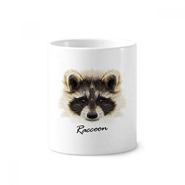 Imagem de Little Mischievous Brown Raccoon Animal Escova de Dentes Caneca, Copo de Cerâmica Branco 355 ml