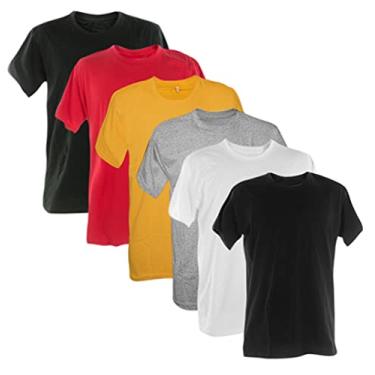 Imagem de Kit 6 Camisetas 100% Algodão (Musgo, Vermelho, Ouro, mescla, branco, preto, P)