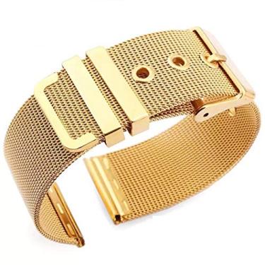 Imagem de SOUGAO Pulseiras de substituição de aço inoxidável, pulseiras de relógio para homens e mulheres, elos sólidos de malha, 42 mm, ouro