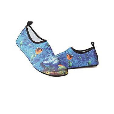 Imagem de Jueshanzj Sapatos de natação de verão com sola fina e sola descalço, pele aderente ao rio, sapatos de praia, K13, 8.5