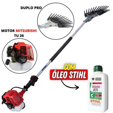Imagem de Equipamento Para Colheita do Café Nakashi Com Motor Mitsubishi TU26 Braço Longo de 1500mm e Mãozinha de Garra Dupla + 01 Óleo Castrol Stihl 2 Tempos