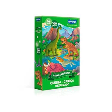 Imagem de Reino dos Dinos - Quebra-cabeça - 100 peças Metalizado - Toyster Brinquedos