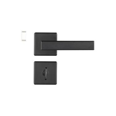 Imagem de Fechadura 409 Roseta Quadrada Máquina 55 Preto Texturizado Para Banheiro Pado