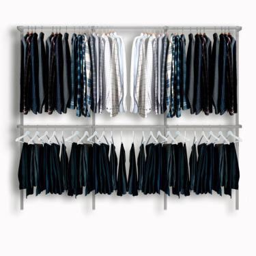 Imagem de Arara cabideiro aramado trilho parede closet loja suspenso Br 2,80 m