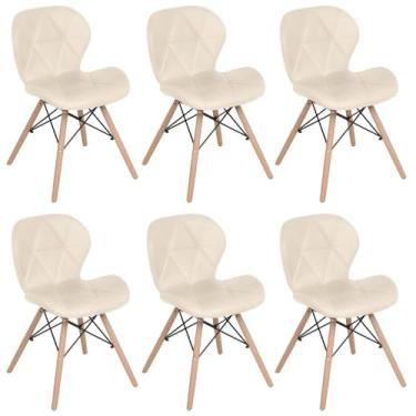 Imagem de Loft7, Kit 6 cadeiras estofadas Charles Eames Eiffel Slim Wood confort