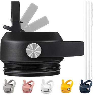 Imagem de Florapell Tampa de canudo para garrafas Yeti Rambler 26/36/46/1,8 g | Tampa à prova de vazamento com alça flexível | Parafuso sem BPA na parte superior para acessórios de garrafa de água infantil |
