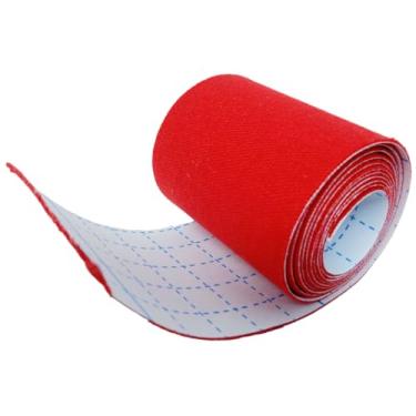 Imagem de Bandagem Elástica Fita Kinesiotape Adesivo Sensitive Tape Alivia Dor Lesão Muscular 5cm x 01 METRO (Vermelho)