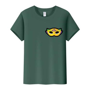 Imagem de Camisetas femininas Mardi Gras Camisetas de gola redonda de manga curta confortável confortável túnica 2024 Fat Tuesday Tops Casual, Verde, G