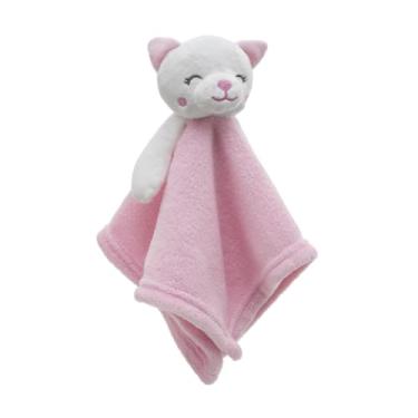 Imagem de Naninha Infantil Gatinha Rosa Microfibra Presente Bebê Mimo 3D - Loaní Baby