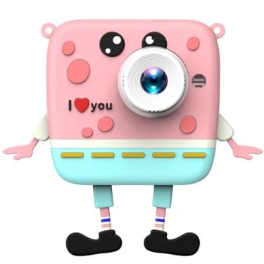 Imagem de CIADAZ Câmera digital fofa 1080P Câmera infantil de 20MP Câmera infantil Câmera infantil de desenho animado Câmera selfie para meninos e meninas Zoom digital 4X Tela IPS de 2,0 polegadas Lentes duplas