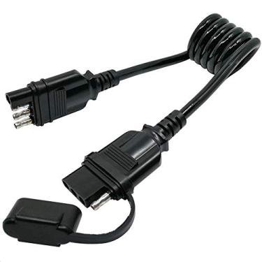 Imagem de CARROFIX Chicote de extensão de fio de reboque plano de 4 vias de caminhão 71 cm Cabo espiral flexível de 4 pinos macho para fêmea Chicote Plug and Play