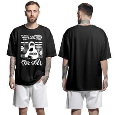 Imagem de Camisa Camiseta Oversized Streetwear Genuine Grit Masculina Larga 100% Algodão 30.1 Hope Anchor The Soul - Preto - M