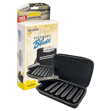 Imagem de HOHNER Pacote com 7 gaitas Piedmont Blues com capa, aço inoxidável (PBH7)