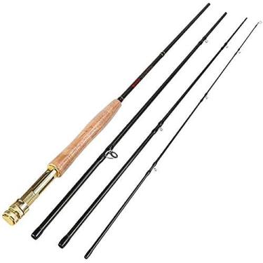 Imagem de Vara de pesca com mosca de alto desempenho, 4 peças, ação rápida, fibra de carbono im8, vara de pesca com mosca, para pesca em água doce-preta. Vara de pesca e molinete, amarelo