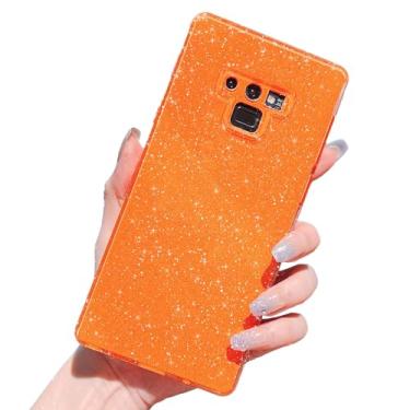 Imagem de MINSCOSE Capa compatível com Samsung Galaxy Note 9, linda capa brilhante com glitter fino à prova de choque TPU brilhante para mulheres e meninas para Galaxy Note 9 6,4 POLEGADAS-Laranja