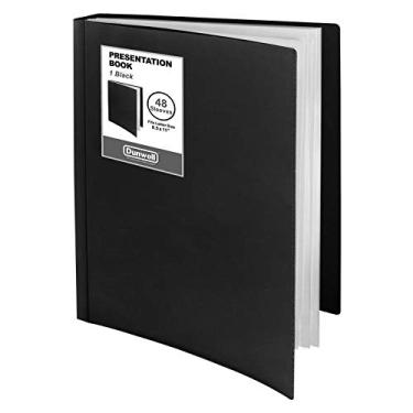 Imagem de Dunwell Fichário com mangas de plástico com 48 bolsos (preto) - Livro de apresentação, pasta de 21 x 27 cm com protetores de folha transparentes, exibe documentos de 96 páginas, certificados,