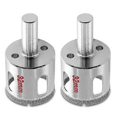 Imagem de Luomorgo 2 peças de serra de diamante de 32 mm/1 1/4 polegadas, profundidade de corte de 2,8 cm de diamante para vidro, cerâmica, mármore, porcelana, granito, quartzo, pedra preciosa