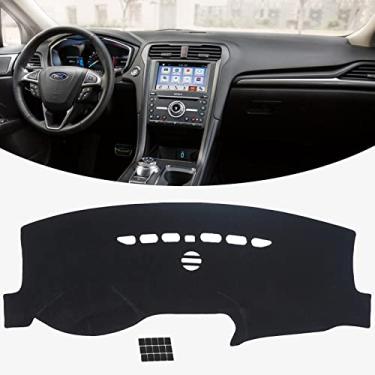 Imagem de KEYOOG Capa de painel de painel adequado para Fo-rd Fusion 2020-2013 (sem modelos HUD), tapete de painel de carro, tapete antirreflexo, protetor solar antiderrapante (preto)