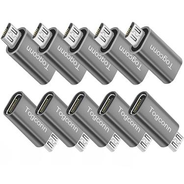 Imagem de Togconn Adaptador USB C para Mirco USB (pacote com 10), conector de conversão tipo C (fêmea) para micro USB (macho), suporta carregamento e sincronização de dados para Galaxy S7 Edge, S6, Nexus 6/5 e