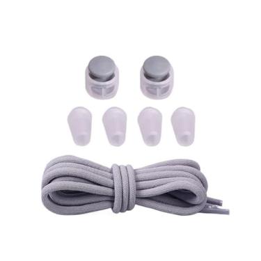 Imagem de Elastic Shoelaces With Lazy Lace Buckle Round Lock No Tie Shoelaces For Kids Rubber Lazy Shoelaces For Sneakers(Color:Light grey)