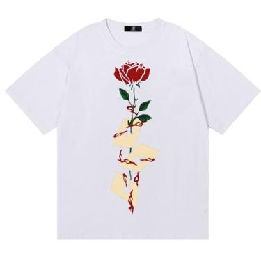 Imagem de FcuteL Camiseta masculina hip hop criativa graffiti estampada manga curta camiseta algodão casual streetwear camiseta, 1# Poker branco, M