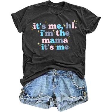 Imagem de Camiseta Mama feminina It's Me Hi I'm The Cool Mom It's Me Camiseta Mom Life Tops Casual Mama Gift Blusa, Cinza, M