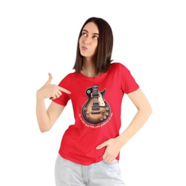 Imagem de Camiseta Feminina Sou Uma Louca Com Uma Guitarra Na Mão Rock - Hipster
