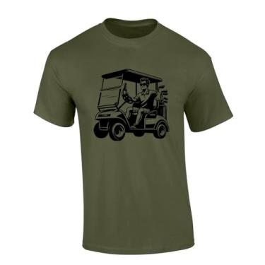 Imagem de Camiseta masculina de golfe com estampa de carrinho de golfe e manga curta divertida, Cardeal mesclado, 4G
