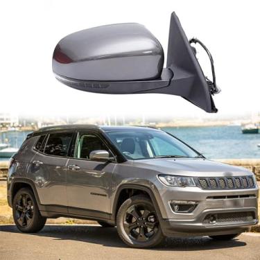 Imagem de Espelho retrovisor lateral do passageiro adequado para Jeep Compass 2017-2021 Substituição do espelho lateral da porta lateral Conjunto de espelho retrovisor ajuste de lente elétrica, seta,