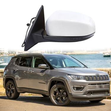 Imagem de Espelho retrovisor lateral do motorista adequado para Jeep Compass 2017-2021 retrovisores laterais de substituição para retrovisores retrovisores, ajuste de lente elétrica, seta