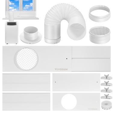Imagem de VIVOSUN Kit de duto de janela, kit de vedação de janela CA portátil com mangueira de 15 cm de diâmetro e 149 cm de comprimento, adequado para dutos de 10 cm/15 cm para janela deslizante, kit de