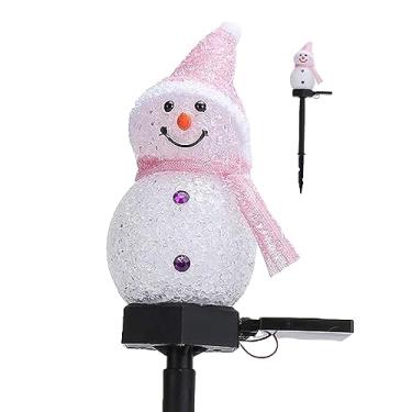 Imagem de Luzes solares para exterior, boneco de neve externo movido a energia solar Luzes LED boneco de neve à prova d'água movido a energia solar - lâmpada de Natal decorativa resistente ao calor automática p