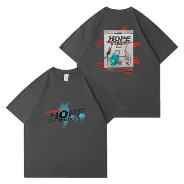 Imagem de Camiseta Hope On The Street Album Merchandise for Fans Star Style J-Hope Camiseta estampada algodão gola redonda manga curta, Cinza escuro, G