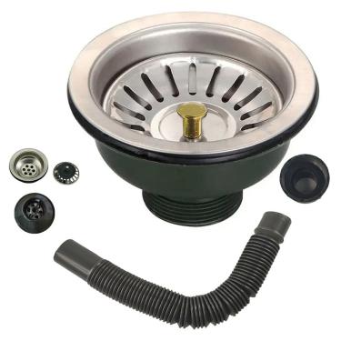 Imagem de Ralo Valvula Dreno de Pia 10x10 Sifao Filtro Cesto Tubo de Escoamento Cozinha Lavabo Lavanderia