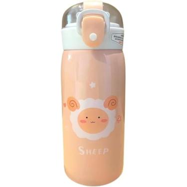 Imagem de Garrafa Térmica Infantil de Inox com Tampa, Trava e Canudo (OVELHA) - 500 ml