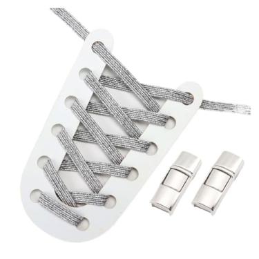 Imagem de Elastic Shoelaces Sneakers Fashion Mix And Match Colors Quick Shoelaces Suitable For All Shoes(Silver)