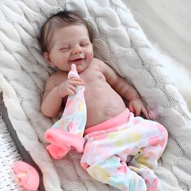 Imagem de SHENGX Bebe Reborn Realista,48cm/19" Silicone Realista Bebe,Todo o corpo pode ser imerso em água,Reborn Realista Recem Nascido,Cabelo Implantado à Mão,Vem Com Roupas De Boneca,Silicone_Menino