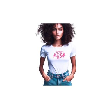 Imagem de Camisetas de Poliester Branca Personalizadas Outubro Rosa