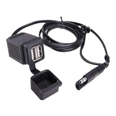 Imagem de MICTUNING Adaptador de cabo SAE para USB 3.1A para motocicleta com porta de carregador USB dupla tomada de alimentação para smartphone, tablet, GPS