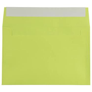 Imagem de JAM PAPER Envelopes de convite coloridos A9 com fecho de película e selo - 13,5 x 21,5 cm - Verde limão - Pacote com 100