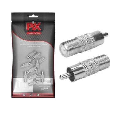 Imagem de 10x Conector Adaptador F Fêmea Para Rca Macho Coaxial - PIX
