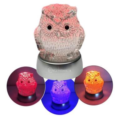 Imagem de Coruja Cristal Com Base De Led Colorido 10cm Para Exibição 22101 22162