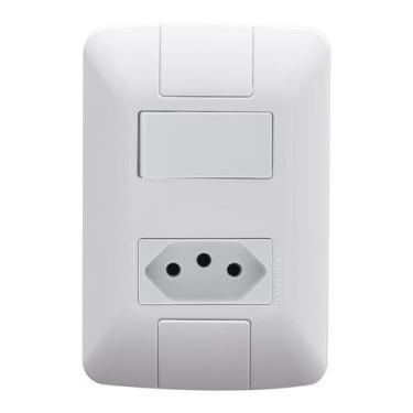 Imagem de Interruptor Aria 1 Tecla Simples e Tomada 20A 4x2 com Placa Branco Tra