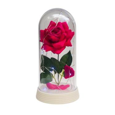 Imagem de Luminária A Rosa Encantada Pink 20 Cm Base Pérola Frio - Amor Lindo