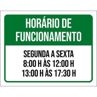 Imagem de Kit 10 Placas Verde Horário Funcionamento Segunda Sexta - Sinalizo